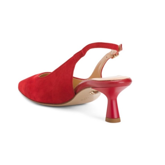 BEAUTIISOLES | Red Leather Suede Slingback Made in Italy | Size 10 - Picture 2 of 14